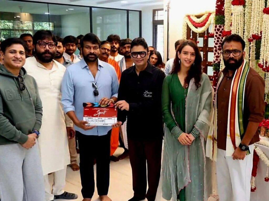 Chiranjeevi Makes a Special Appearance at Sandeep Vanga’s ‘Spirit’ Mahurat