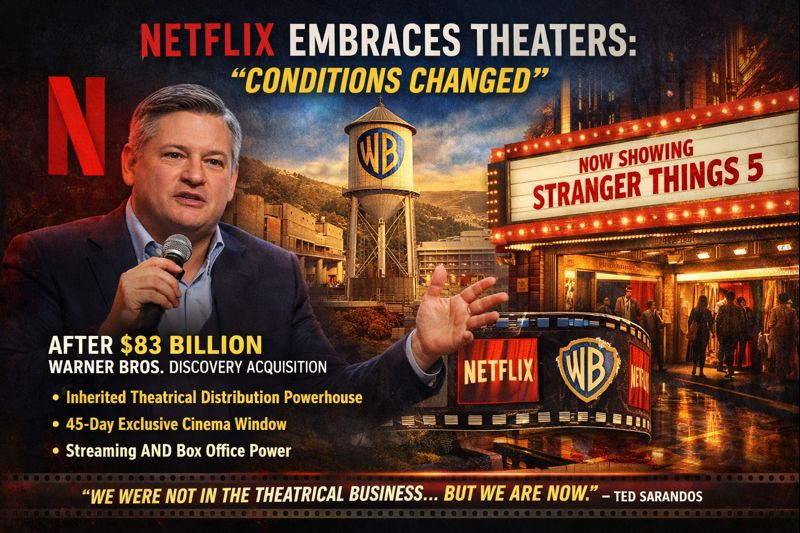 Netflix Embraces Theaters Again: Ted Sarandos Says “Conditions Changed” Ahead of Warner Bros. Deal