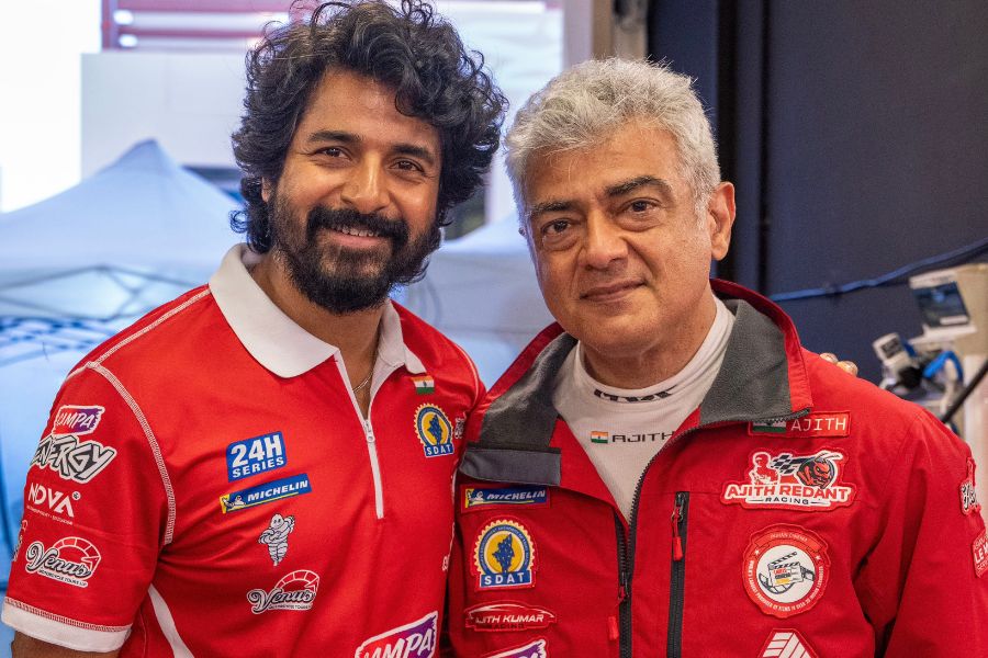 Sivakarthikeyan Meets Ajith at Abu Dhabi Racing Arena — A Moment Fans Are Calling Symbolic